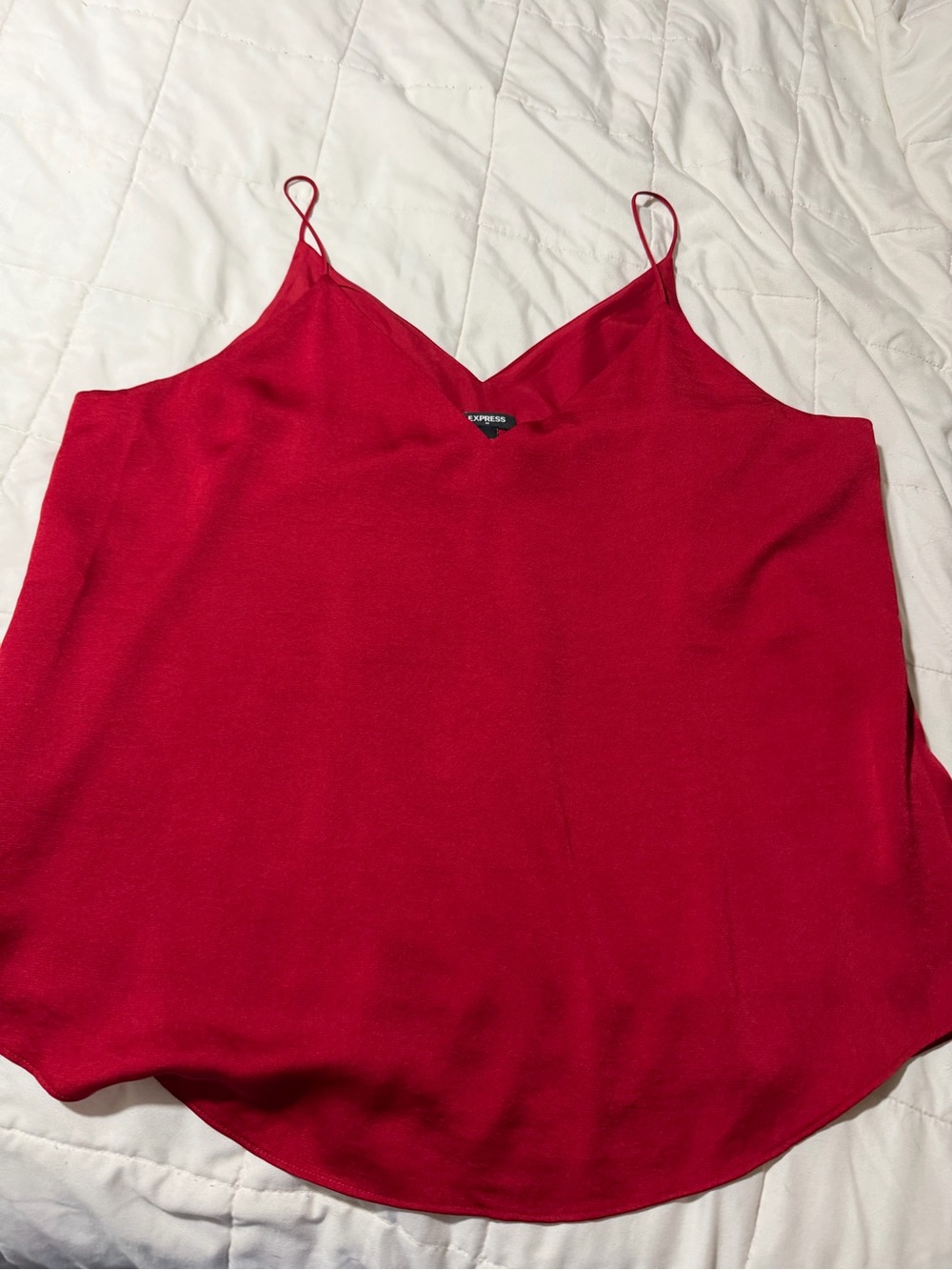 Express Bright Red Satin Spaghetti-Strap tank